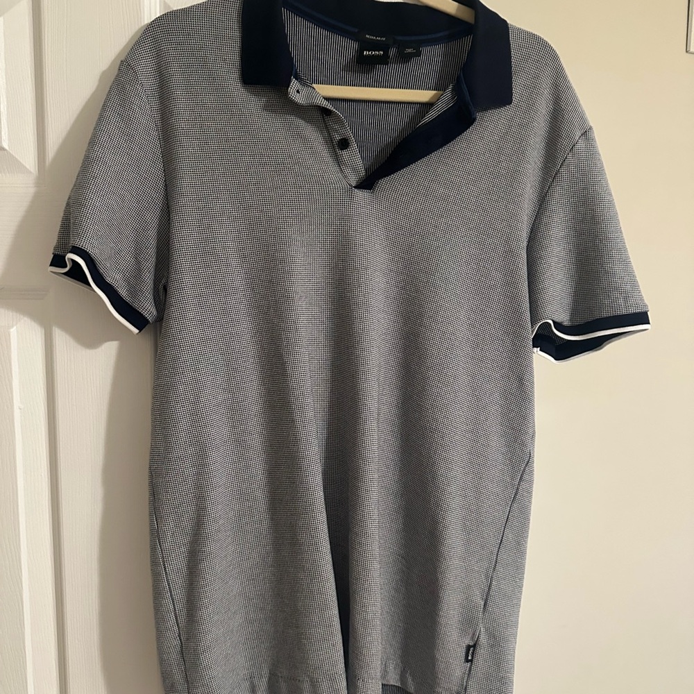 Hugo Boss Gray Polo Shirt Classic Knit Style